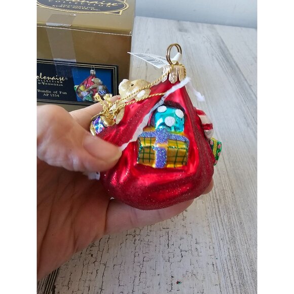 Polonaise bundle of fun Santa bag glass ornament AP 1534 Kurt Adler - Picture 6 of 8